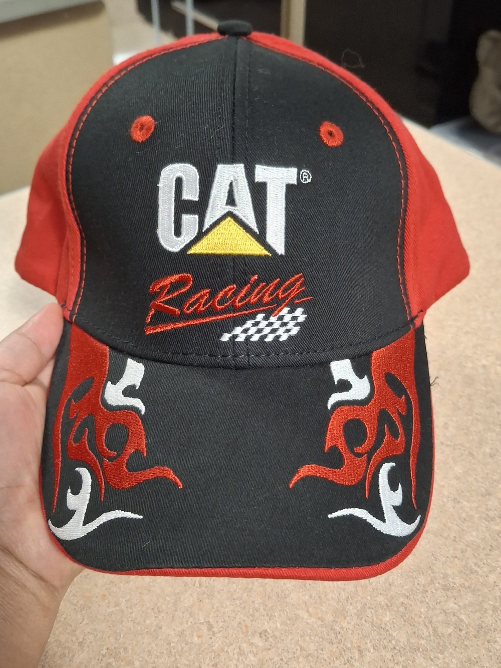Vintage CAT Racing Ryan Newman #31 NASCAR Hat Cap Black Red Flame RCR